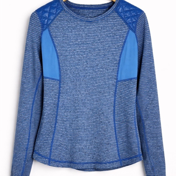 lululemon athletica Tops - Lululemon Long Sleeve Striped Athletic Top • Size 10 • Quilted Shoulders&Elbows
